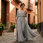 Women’s Elegant Cold Shoulder Flowing Maxi Dress
