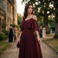 Women’s Elegant Cold Shoulder Flowing Maxi Dress