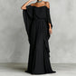 Women’s Elegant Cold Shoulder Flowing Maxi Dress