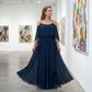 Women’s Elegant Cold Shoulder Flowing Maxi Dress