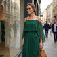 Women’s Elegant Cold Shoulder Flowing Maxi Dress