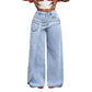⌛Limited-Time Offer-Women's Asymmetrical Waist Wide Leg Jeans