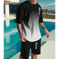 🌊 Heren 3D Gradiënt T-Shirt & Shorts Set | Zomerse 2-Delige Outfit — Nu in de Aanbieding! 🔥