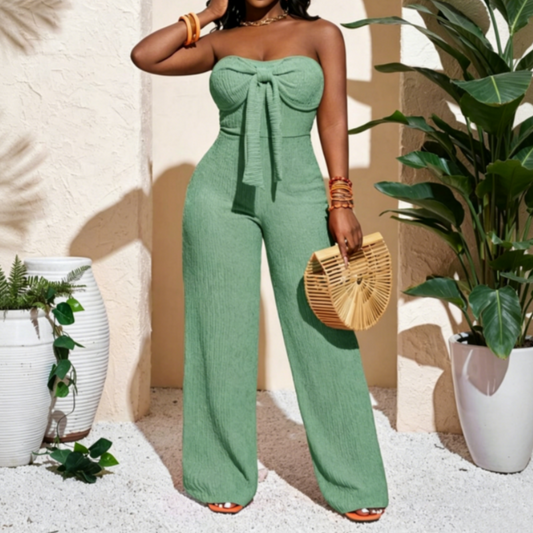 🌸 Dames Strapless Hoge Taille Wijde Pijp Jumpsuit | Zomerhit — Nu in 4 Kleuren! ☀️