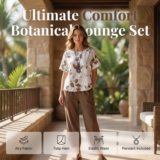 🌿 Botanische Print Lounge Set | Zomerse Stijl & Ultiem Comfort 🌸