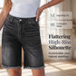 Casual denim shorts met hoge taille en franjes voor dames