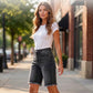 Casual denim shorts met hoge taille en franjes voor dames