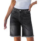 Casual denim shorts met hoge taille en franjes voor dames