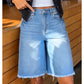 Casual denim shorts met hoge taille en franjes voor dames