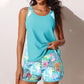 Losvallende badkledingset met colourblock-print