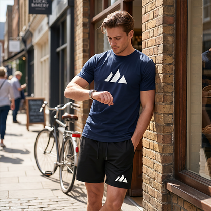 Herenset met T-shirt met korte mouwen en short met trekkoord