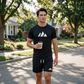 Herenset met T-shirt met korte mouwen en short met trekkoord