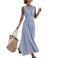 ⏳Tijdelijke aanbieding: 50 % korting⏰Mouwloze gestreepte lange jurk voor dames🎀👗