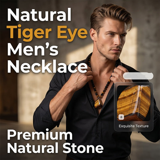 🦁 Natuurlijke Tijgeroog Kralenketting voor Heren – Stijlvolle Sieraden met Energiesteen voor Dagelijks Gebruik & als Cadeau 🎁