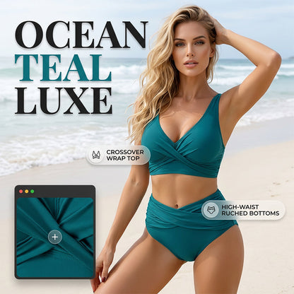 👙 2026 Sale — Over 46,000 Sold!🔥 Women's High-Waisted Ruched Bikini Set