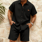 👕 50% OFF NOW! 🩳 Men's Waffle Knit Short Sleeve Shirt & Shorts Set – Soft textured fabric, breathable & relaxed fit – Perfect for summer loungewear & casual outings ☀️