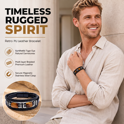 🪨 Gevlochten armband van PU-leer