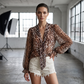 Women's V-Neck Leopard Print Top