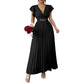 🎉 2026 Sale — Over 35,000 Sold!💃Flowy Pleated Maxi Dress – V-Neck, Ruffle Sleeves, Metal Waistband 🌸