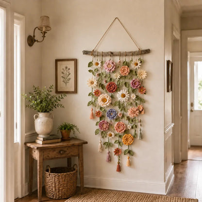 🔥 50% Korting 🌸 Boho Bloemenwanddecoratie – Gezellige Handgemaakte Look