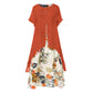 💥【LIMITED TIME 50% OFF】🔥 Tweedelig Ogende Bloemenjurk | Effen Top + Bloemenrok | Losse Relaxte Pasvorm | Asymmetrische Zoom | Maat M-5XL | Groen/Geel/Rood