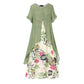 💥【LIMITED TIME 50% OFF】🔥 Tweedelig Ogende Bloemenjurk | Effen Top + Bloemenrok | Losse Relaxte Pasvorm | Asymmetrische Zoom | Maat M-5XL | Groen/Geel/Rood