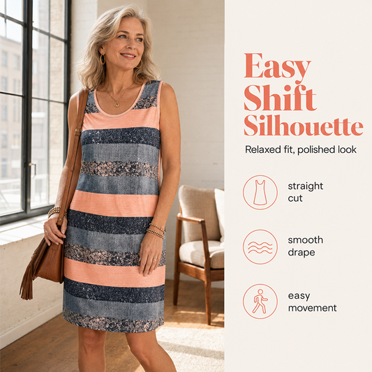 🌸✨ Nieuw Binnen | Stijlvoze Shift-jurk in Multicolor Streep — Nu in de Sale! 🎉