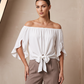 🎉 2026 Sale — Over 31,200 Sold ⏰ Women Off Shoulder Bow Tie Front Blouse – Summer Top 🎀