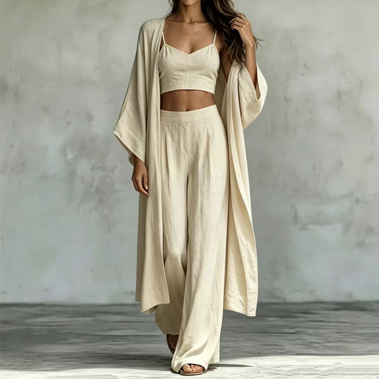 🌿✨ Dames Losse 3-Delige Cardigan Broekset | Zomermust-have 2026 — Katoen-Linnen Comfort 👗