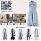 Dames mouwloze denim giletjurk met hoge split lange spijkerjas