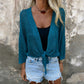 Women's Tie-Front Breathable Mesh Knit Top