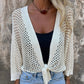 Women's Tie-Front Breathable Mesh Knit Top