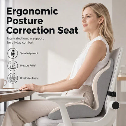 ❄️Zomerfresh 50% Korting!🪑Ergonomisch Memoryschuim Zitkussen Met Rugondersteuning – Blijf De Hele Dag Comfortabel, Perfect Voor Kantoor, Auto En Thuis