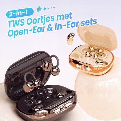 🎧✨ 50% korting! 2-in-1 TWS-oordopjes – 🎵 switch tussen open & in-ear, 🏃 comfortabel voor sport & dagelijks gebruik!