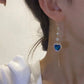 💙 Ideaal Cadeau - Verfijnde Blauwe Hart Synthetische Edelsteen Draadoorbellen 🌿