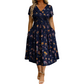 🔥 50% KORTING ✨ Bloemenjurk met V-Hals 👗Damesjurk met V-hals, bloemenprint en gedraaide taille