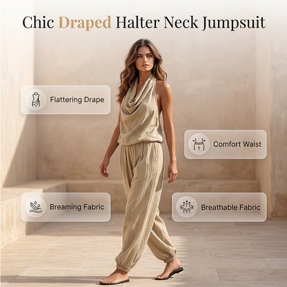 🌿 Dames Halternek Wijdbeense Jumpsuit | Zomerse Stijl ✨