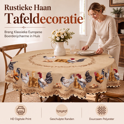 🎉 UITVERKOOP 2026: 50% KORTING! 🐓 Tafelkleed met vintage boerderijkippenpatroon – HD-print blijft helder, geschulpte randen zorgen voor extra charme! ✨