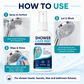 🚿Nooit meer een verstopte douchekop! Deze ontkalkerspray lost kalk en mineralen in seconden op – spuiten, inwerken, afvegen. Je douche glanst weer als nieuw!