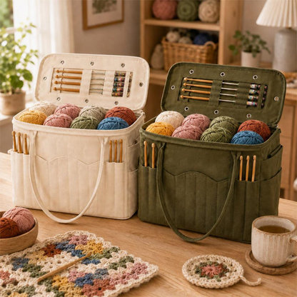 🧶 50% KORTING🔥 Geen rommelig garen meer! Canvas Garen Opbergtas met Naaldvakken