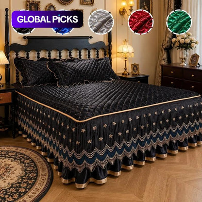 🛏️Gewatteerde Ademende Bedrok – Polyester – 45 cm Val & Elastische Hoekbanden voor Bed & Opbergruimte Onder het Bed – 5 Kleuren 🎨