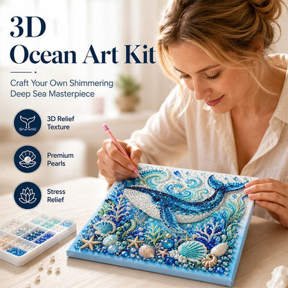 ❄️Zomerfresh 50% Korting!🐚3D Ocean Parelkunst DIY-Pakket – Glanzend Schilderpakket met Zeeleven, Parels en Reliëftextuur