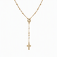 Retro hangerketting met kruisbeeld van de Maagd Maria in goudkleur, met kralen Y-ketting