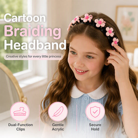 🌸Elke ochtend strijd met haren? Deze cartoon haarband met ingebouwde vlechtclips maakt in seconden een vlechtje – 13 vrolijke printjes!
