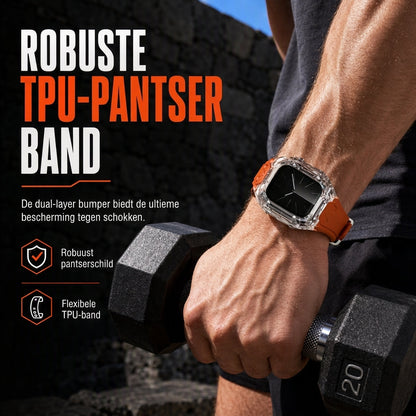 Geïntegreerde smartwatch-band met beschermhoes Kleurblokkerende doorschijnende sportband voor 40 mm 41 mm 42 mm 44 mm 45 mm 46 mm 49 mm