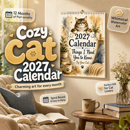 🐱🔥 50% KORTING! 2027 Katten Muurkalender – Maandelijkse Schattige Katten, Groot Datarooster, Dik Papier, Wanddecoratie voor Thuis & Kantoor ✨