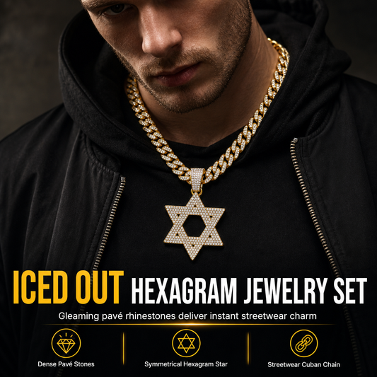 ✨ Hip Hop Iced Out Davidster Hanger met 50cm Ketting – Nu met Korting! 🔥