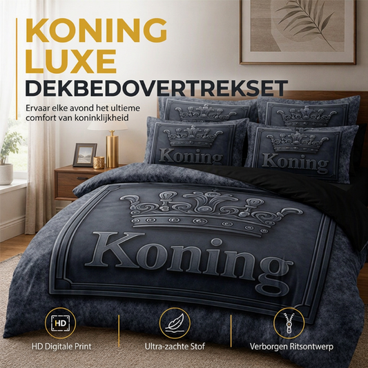 ⏳ Tijdelijke aanbieding⏳ 3 delige dekbedovertrekset met kroonprint Geborsteld polyester Verborgen rits in 3 kleuren en 14 maten