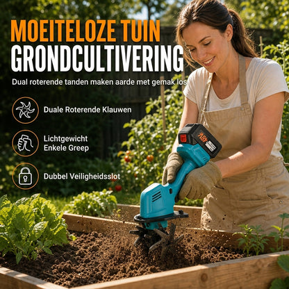 🌱 TIJDELIJKE ACTIE: 50% KORTING! ⚙️ Draadloze handheld mini-grondfrees – Lichtgewicht, krachtig en draagbaar ✨