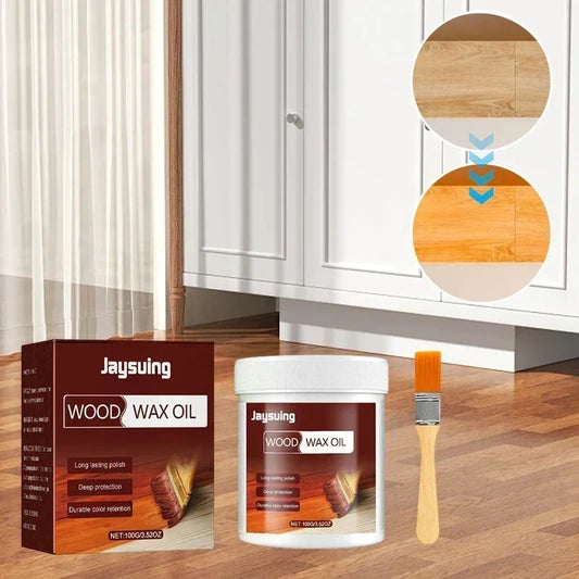 ⏳ Tijdelijke aanbieding⏳ Houtonderhoudspasta – bijenwas, lijnzaadolie & carnaubawas. Reinigt, verzorgt & herstelt glans. Inclusief borstel – 100 g! ✨🪑